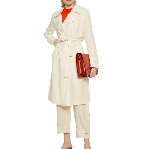 Theory ~ Oaklane BT Cupro Draped Check Lightweight Belted Trench Coat